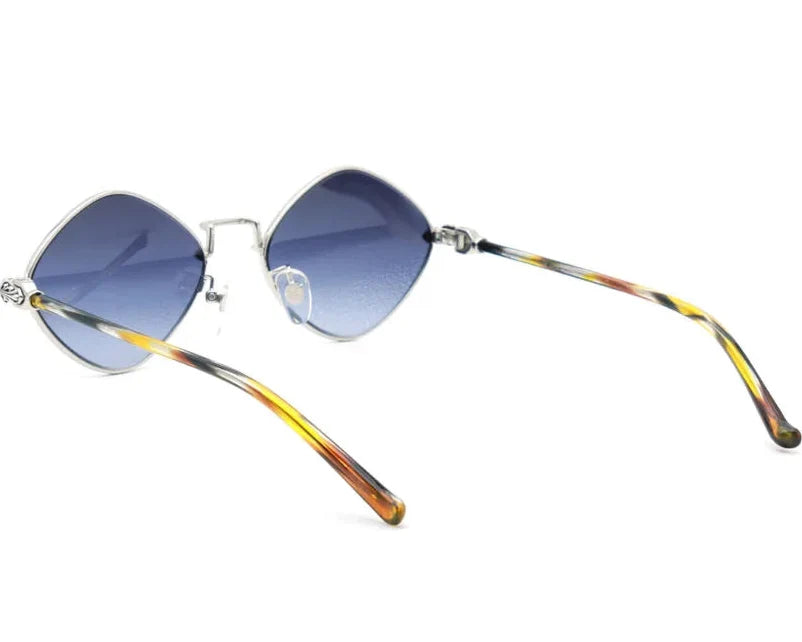 Chrome Hearts Diamond Dog 1413 Unisex Silver Grey Oval Diamond Sunglasses=
