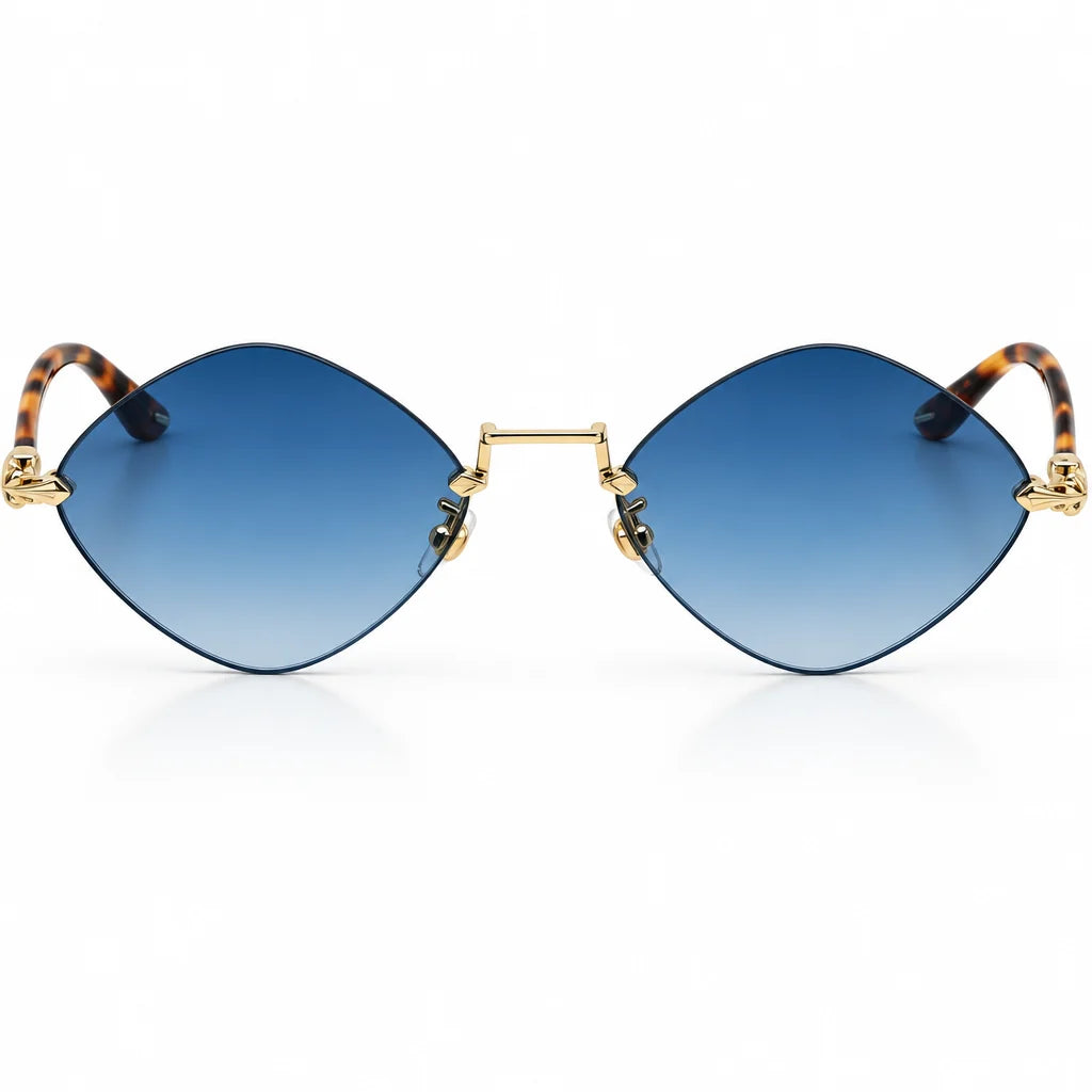 Chrome Hearts Diamond Dog 1411 Unisex Tortoise & Gold Gothic Geometric Sunglasses