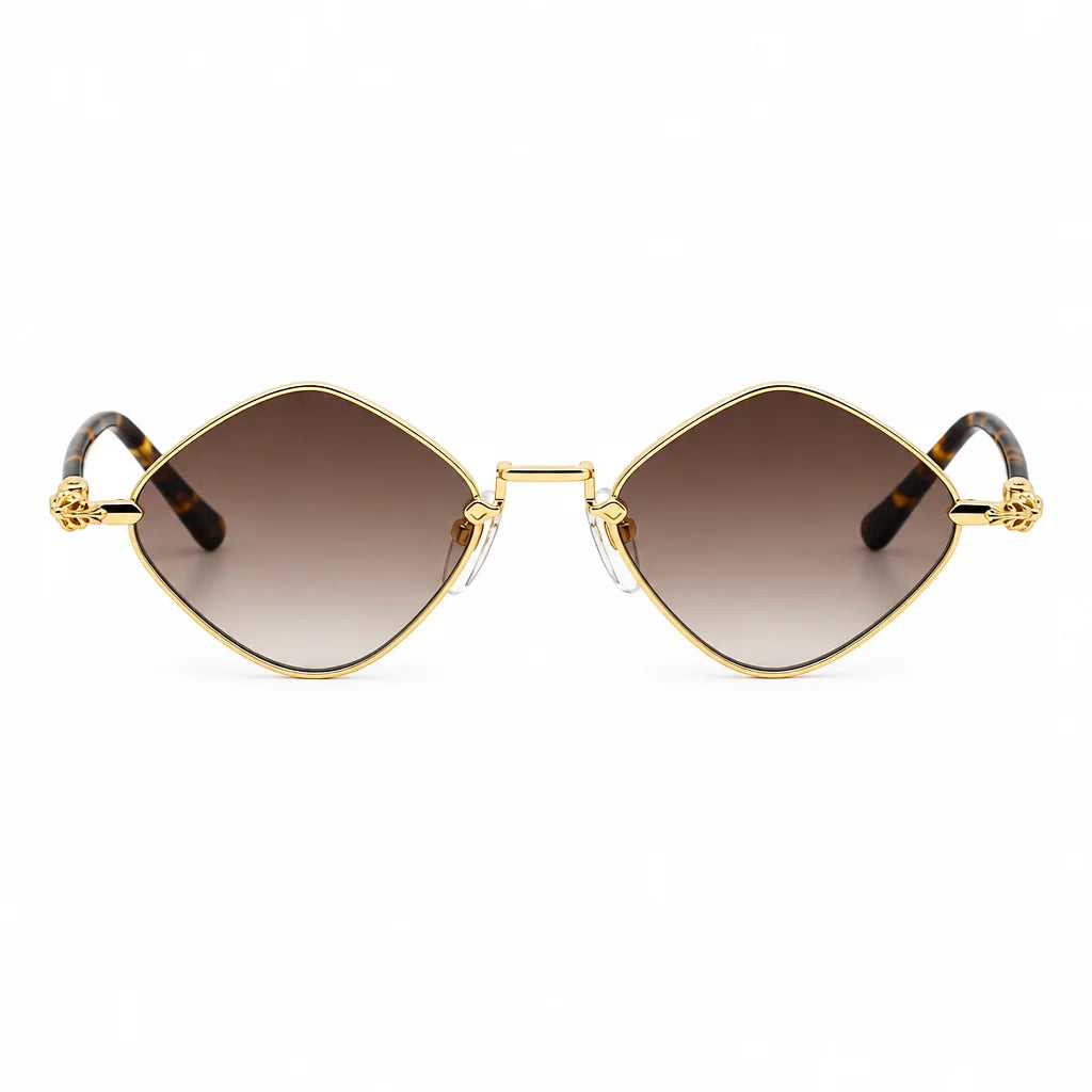 Chrome Hearts Diamond Dog 2157 Unisex Gold & Tortoiseshell Diamond Sunglasses