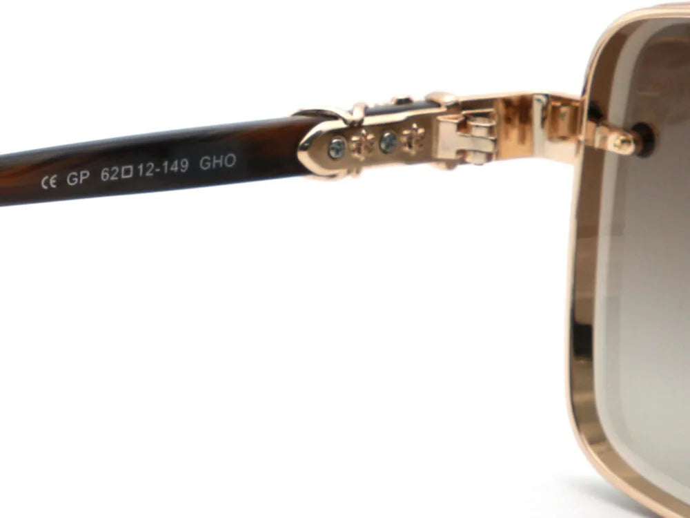 Chrome Hearts GHO 1402 Unisex Gold & Brown Gradient Square Sunglasses