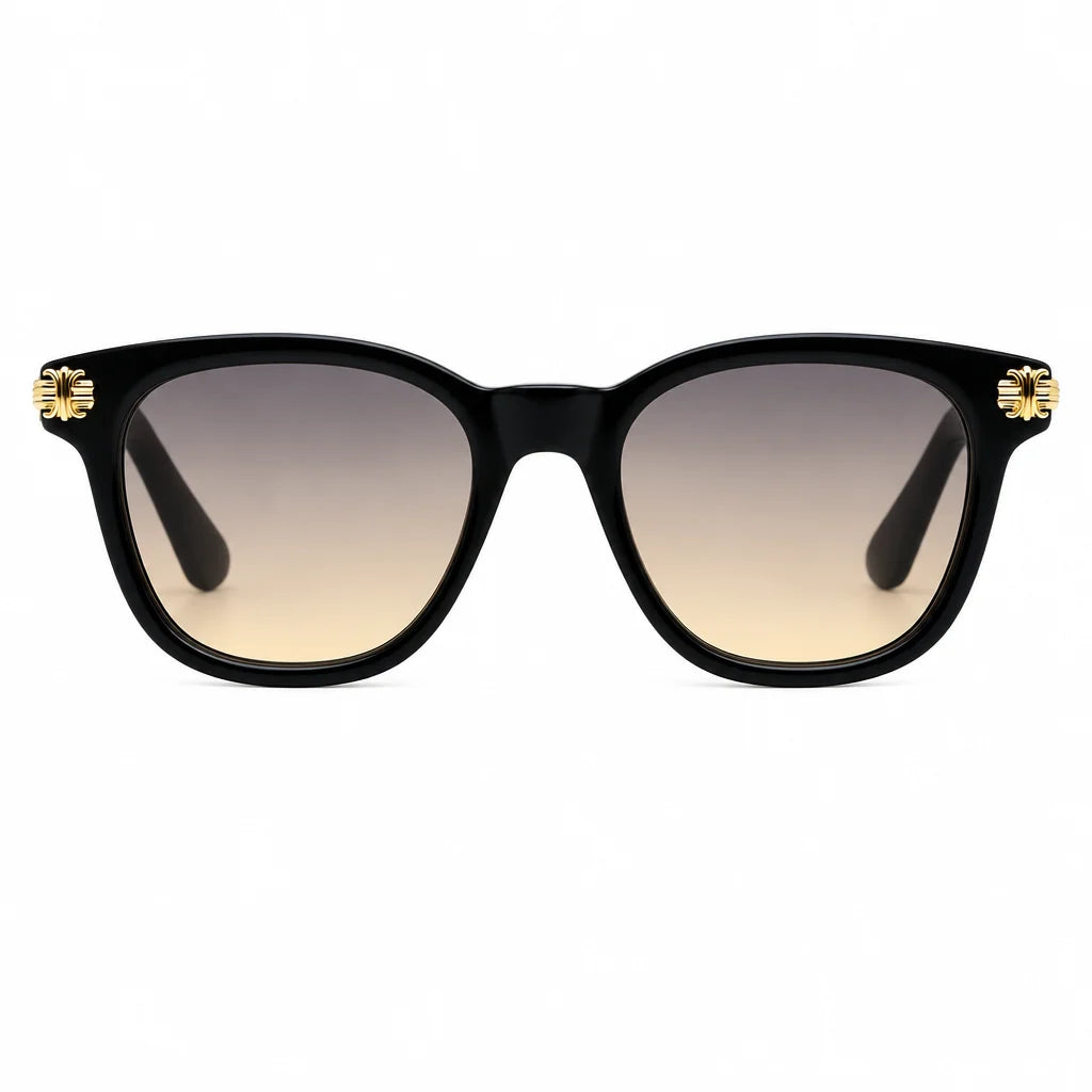 Chrome Hearts Smoke Show 3358 Unisex Gold & Black Gothic Round Rectangular Sunglasses