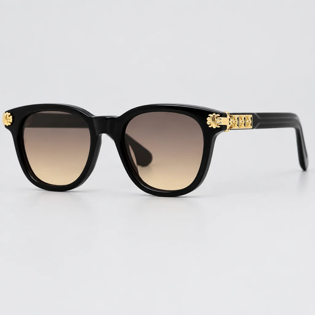 Chrome Hearts Smoke Show 3358 Unisex Gold & Black Gothic Round Rectangular Sunglasses