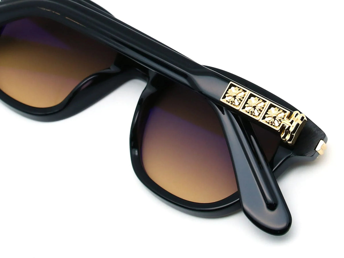 Chrome Hearts Smoke Show 3358 Unisex Gold & Black Gothic Round Rectangular Sunglasses