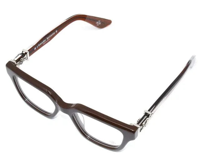 Chrome Hearts Vagillionaire II Square-Frame Brown & Silver Glasses