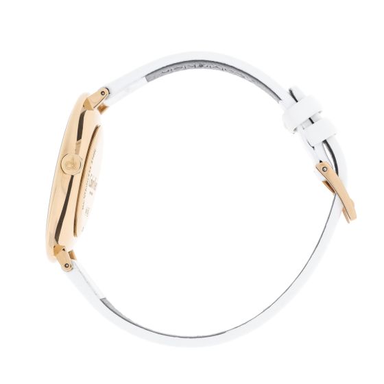 Calvin Klein Rise White Dial White Leather Strap Watch for Women - K7A236LH