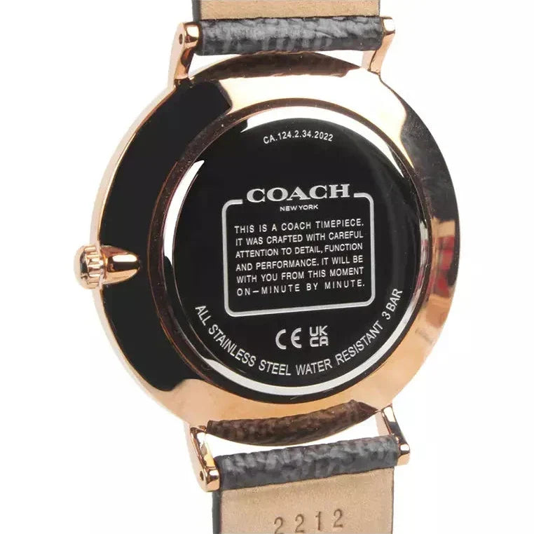 Coach Charles Black Dial Brown Leather Strap Watch for Women - 14602156