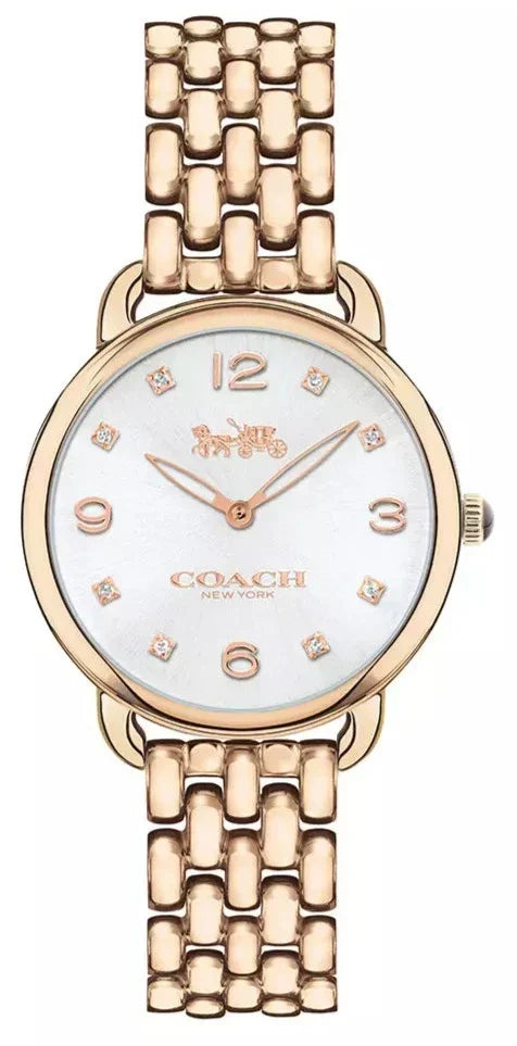 Coach Delancey White Dial Rose Gold Steel Strap Watch for Women - 14502783
