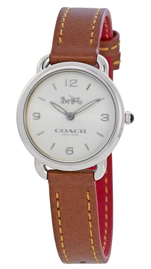 Coach Delancey Slim Cream Dial Brown Leather Strap Watch For Women - 14502789