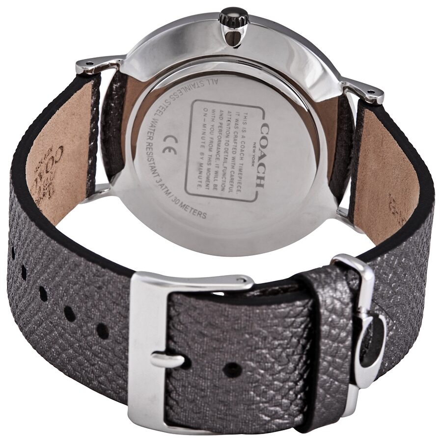 Coach Perry White Dial Grey Leather Strap Watch for Women - 14503155