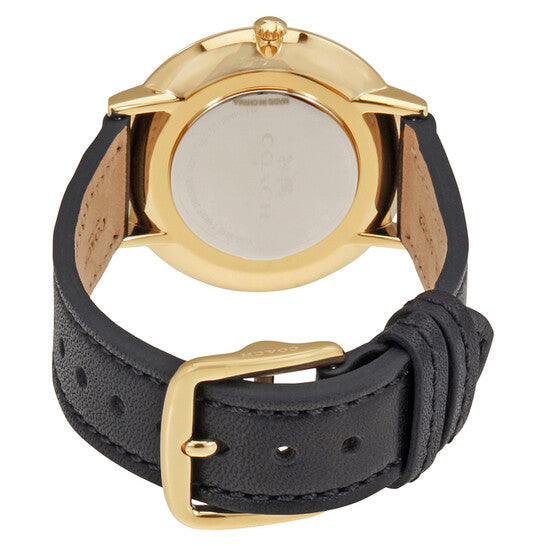 Coach Slim Easton White Dial Black Leather Strap Watch for Women - 14502683