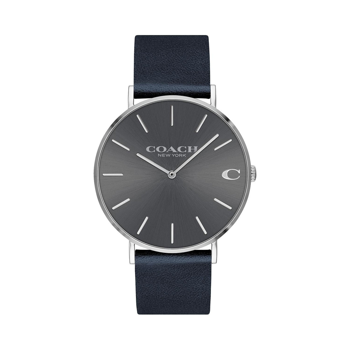 Coach Charles Grey Dial Black Leather Strap Watch for Men - 14602150