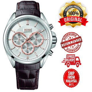 Hugo Boss Driver Quartz Silver Dial Brown Leather Strap Watch For Men - HB1512881
