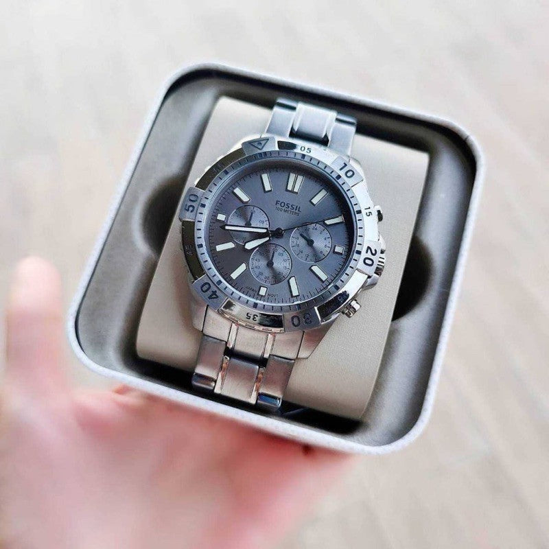 Fossil Garrett Chronograph Grey Dial Grey Steel Strap Watch for Men - FS5621