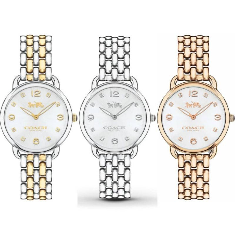 Coach Delancey Slim White Dial Two Tone Steel Strap Watch for Women - 14502784