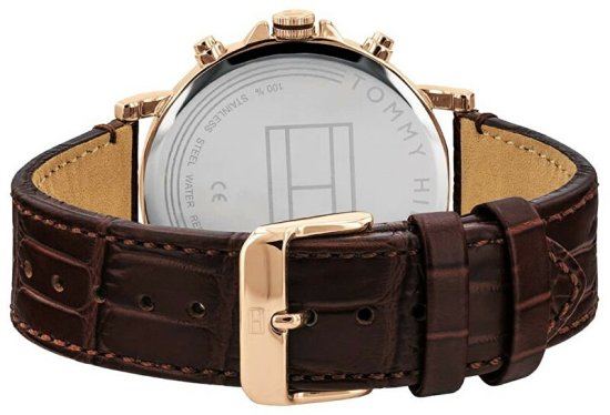 Tommy Hilfiger Daniel Black Dial Brown Leather Strap Watch for Men - 1710379