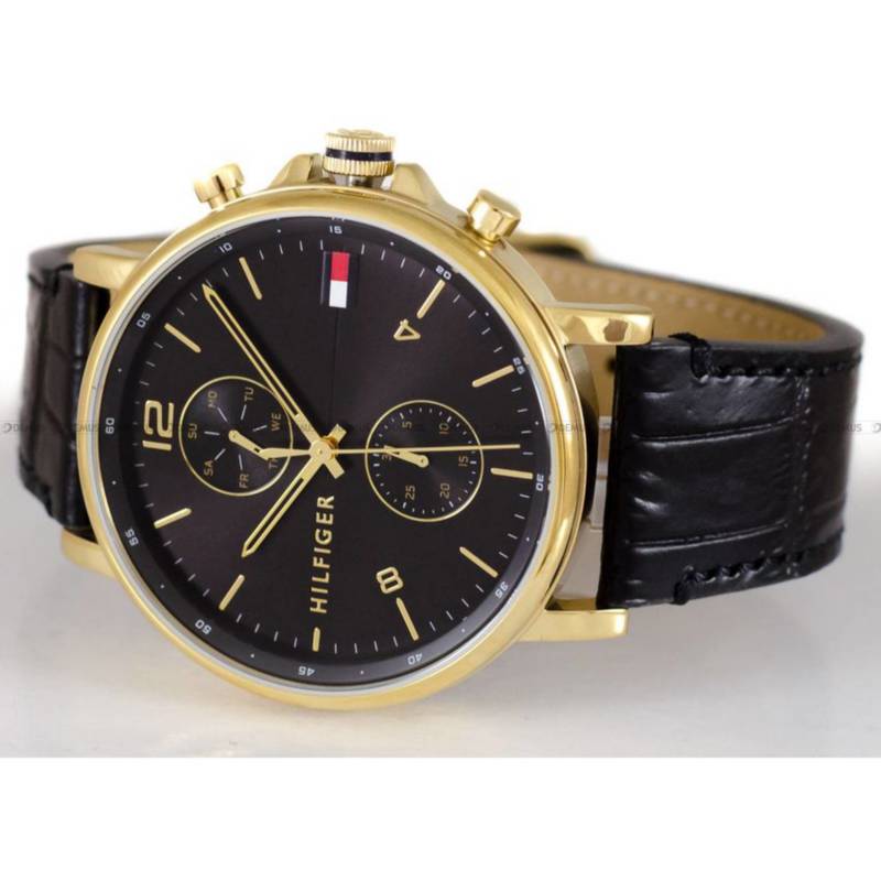 Tommy Hilfiger Daniel Black Dial Black Leather Strap Watch for Men - 1710417