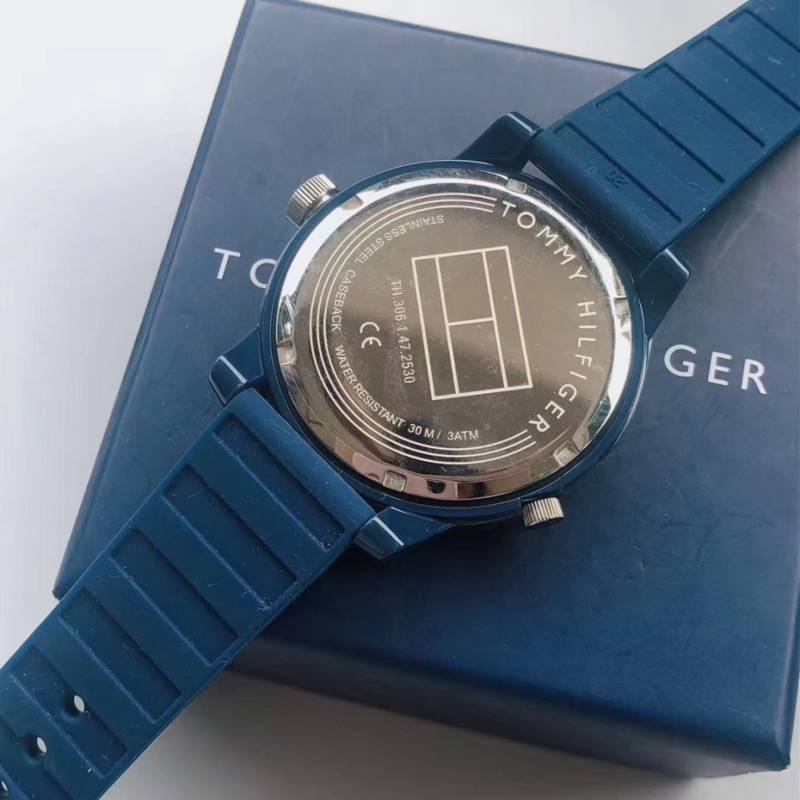 Tommy Hilfiger Denim Blue Dial Blue Rubber Strap Watch for Men - 1791556