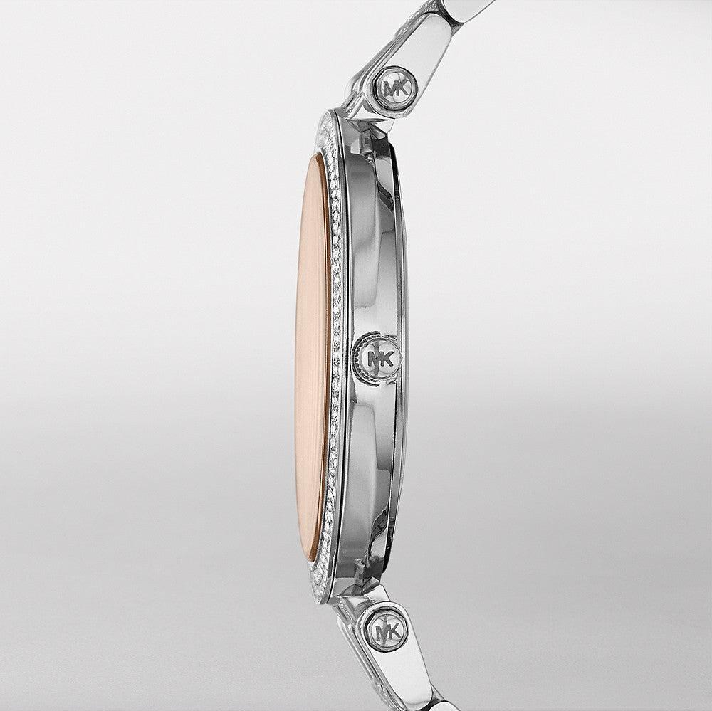 Michael Kors Darci Orange Dial Silver Stainless Steel Strap Watch for Women - MK3218