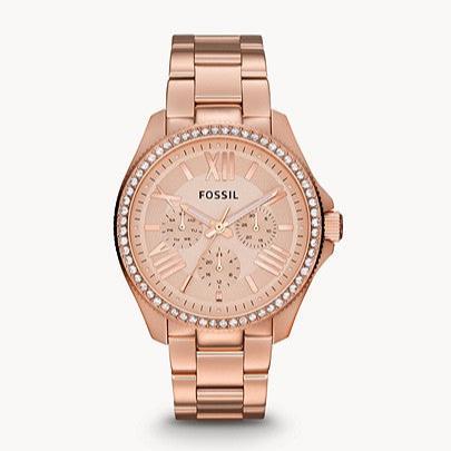 Fossil Cecile Rose Gold Dial Rose Gold Steel Strap Watch for Women - AM4483