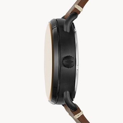 Fossil Commuter Automatic Black Dial Brown Leather Strap Watch for Men - ME3158