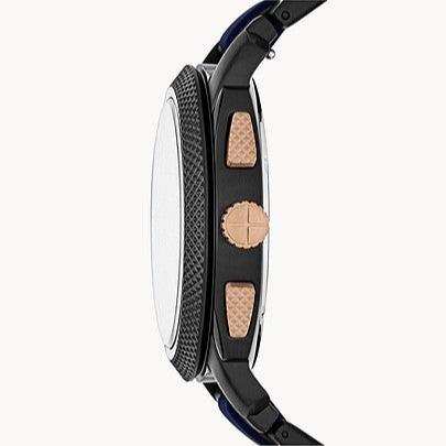Fossil Machine Chronograph Black Dial Two Tone Steel Strap Watch for Men - FS5164