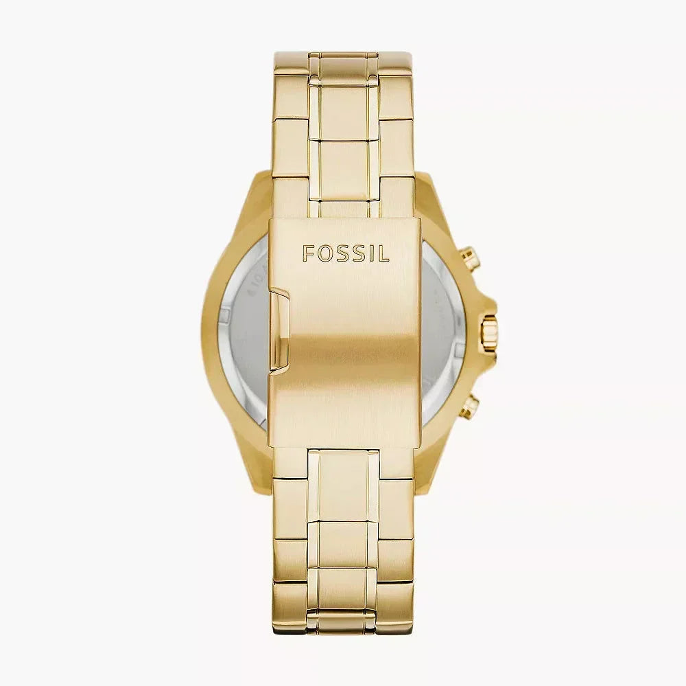 Fossil Garrett Chronograph Gold Dial Gold Steel Strap Watch for Men - FS5772