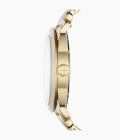 Fossil Machine Gold Dial Gold Steel Strap Watch for Men - FS5264