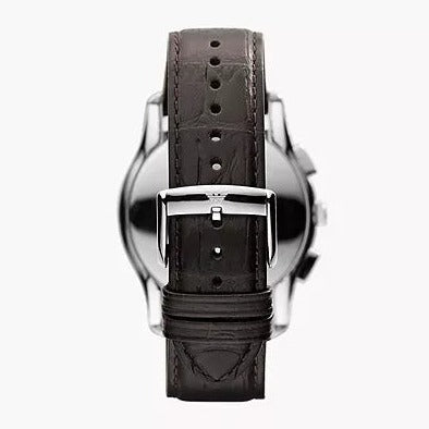 Emporio Armani Valente Chronograph Brown Dial Brown Leather Strap Watch For Men - AR1785
