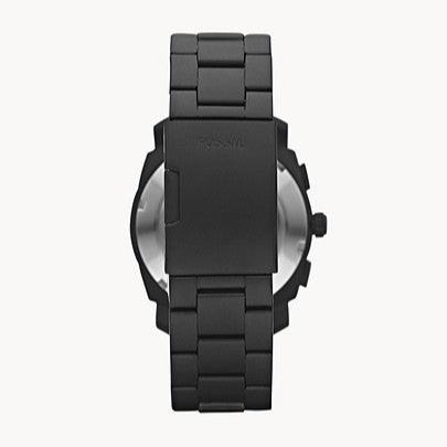 Fossil Machine Chronograph Black Dial Black Steel Strap Watch for Men - FS4682