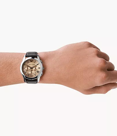 Emporio Armani Valente Chronograph Brown Dial Brown Leather Strap Watch For Men - AR1785