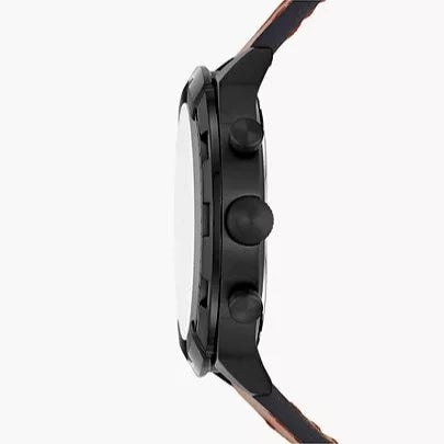 Fossil Bronson Black Dial Brown Leather Strap Watch for Men - FS5714