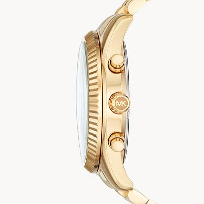 Michael Kors Lexington Crystals Gold Dial Gold Steel Strap Watch for Men - MK8494