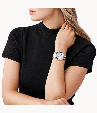 Michael Kors Bradshaw  Chronograph Silver Dial Silver Steel Strap Watch for Women - MK6174