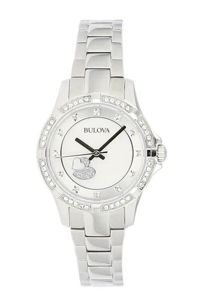 Bulova Crystal Silver Dial Silver Steel Strap Watch for Women - 96L226