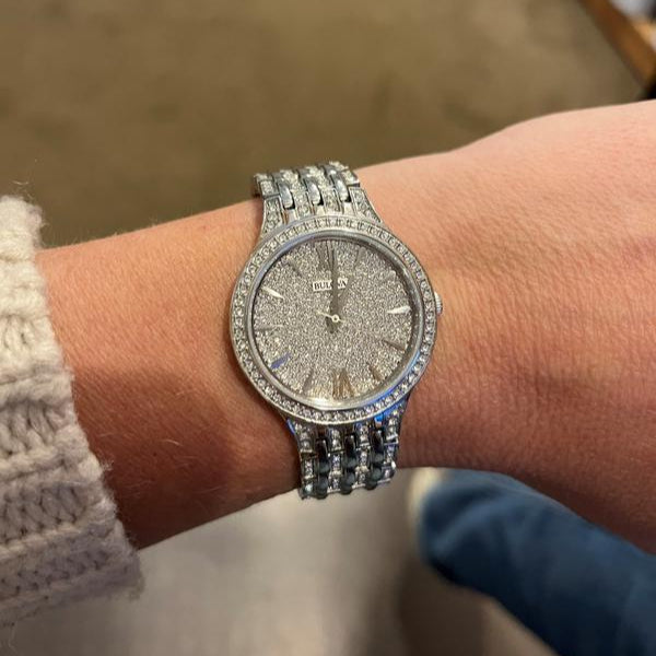 Bulova Crystal Collection Silver Dial Silver Steel Strap Watch for Women - 96L243
