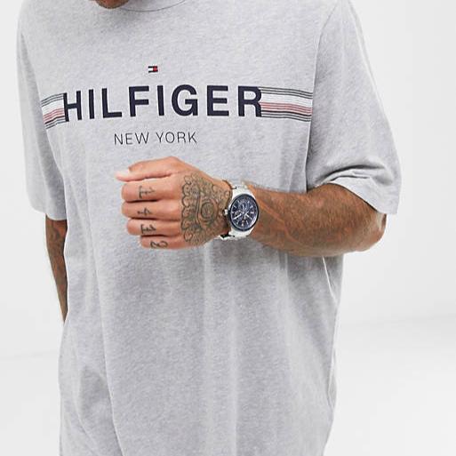 Tommy Hilfiger Austin Blue Dial Silver Steel Strap Watch for Men - 1791640