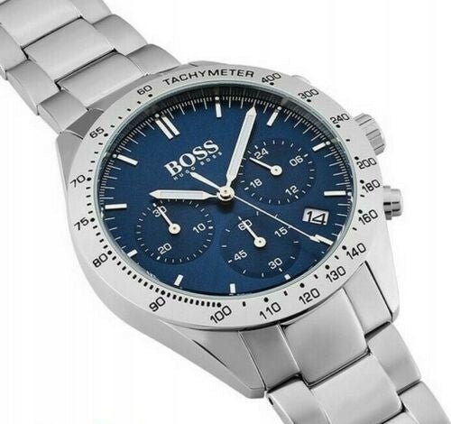 Hugo Boss Talent Chronograph Blue Dial Silver Steel Strap Watch for Men - 1513582