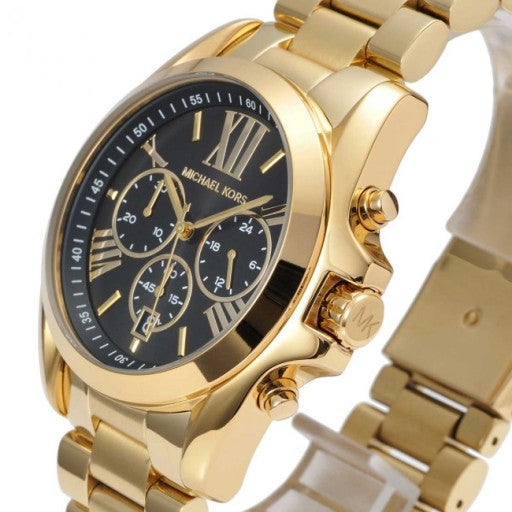 Michael Kors Bradshaw Black Dial Gold Steel Strap Watch for Women - MK5739