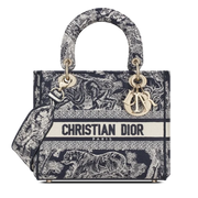 Dior Medium Lady D-Lite Reverse Embroidery Bag - Blue Toile de Jouy