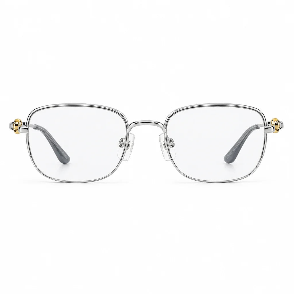 Cartier Unisex Semi-Rimless Square Optical Silver Frames Eyeglasses