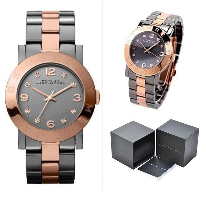 Marc Jacobs Amy Grey Dial Two Tone Steel Strap Watch for Women - MBM8597