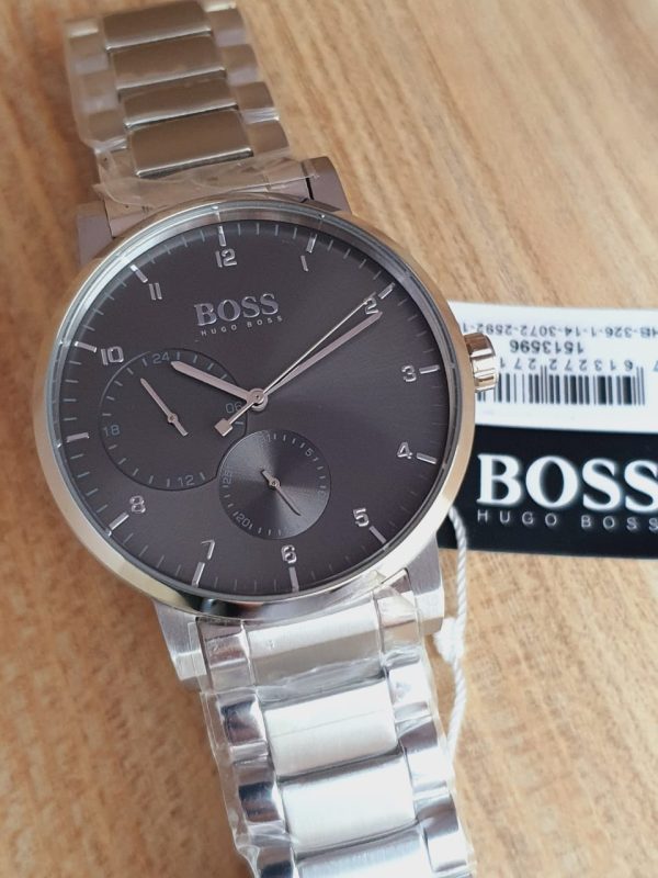 Hugo Boss Oxygen Chronograph Grey Dial Silver Steel Strap Watch for Men - 1513596
