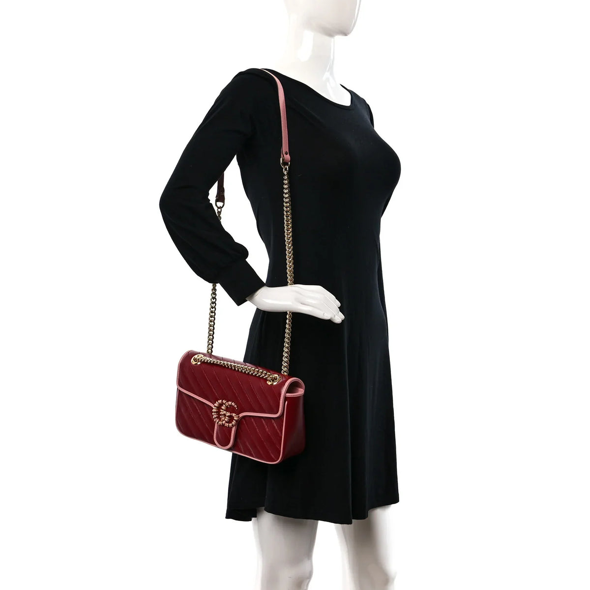 Gucci GG Marmont Small Shoulder Bag - Maroon