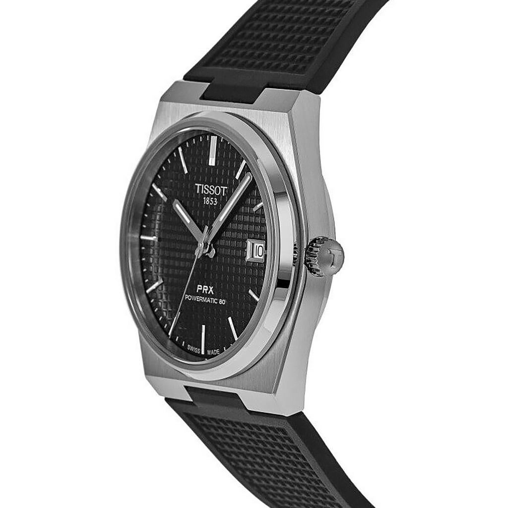 Tissot PRX Powermatic 80 Black Dial Black Rubber Strap Watch for Men - T137.407.17.051.00