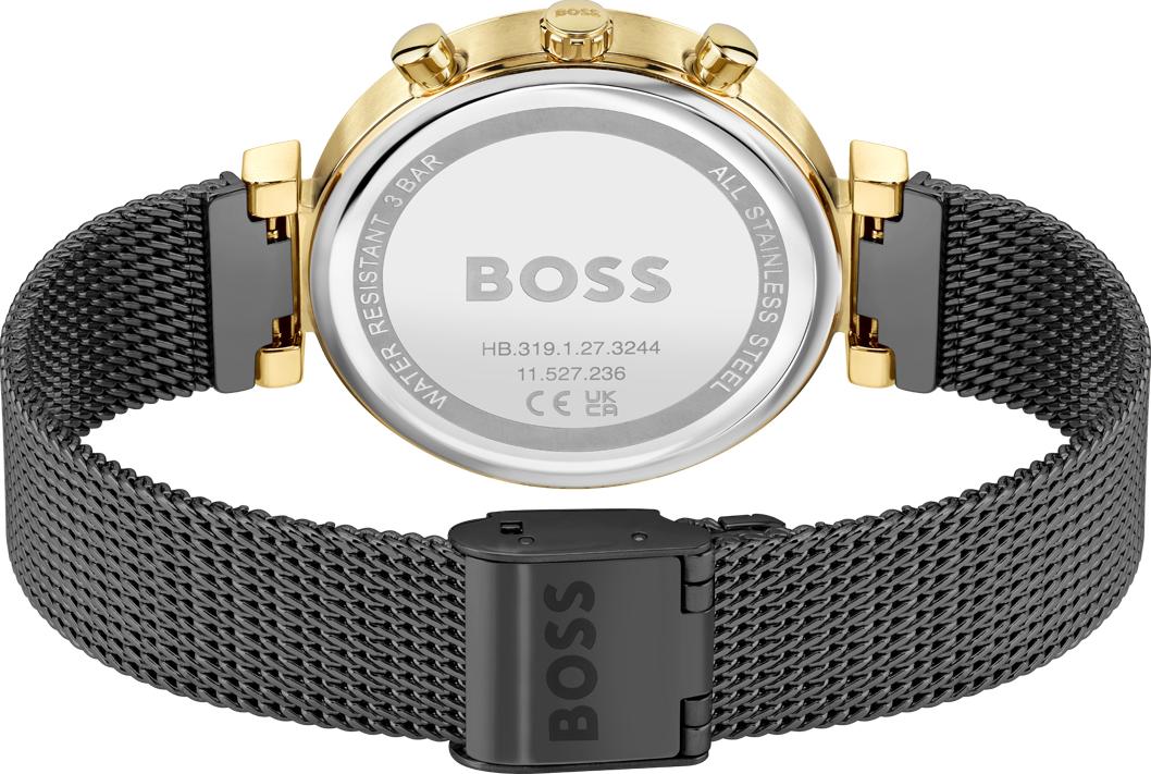 Hugo Boss Flawless Chronograph Black Dial Black Mesh Bracelet Watch for Women - 1502627