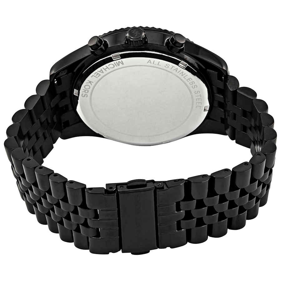Michael Kors Lexington Chronograph Crystals Silver Dial Black Steel Strap Watch for Men - MK8605