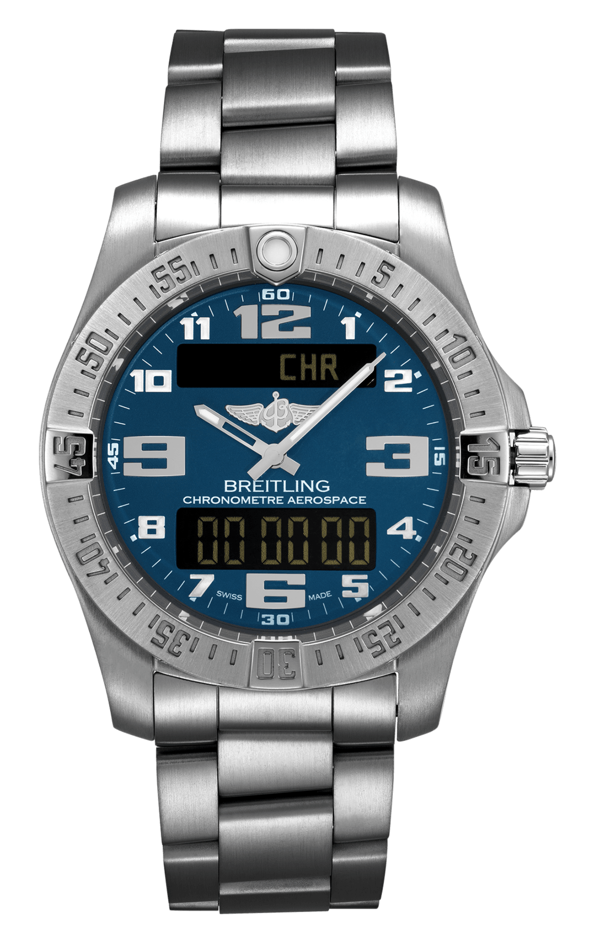 Breitling Aerospace Evo Blue Dial Silver Steel Strap Watch for Men - E79363101C1E1
