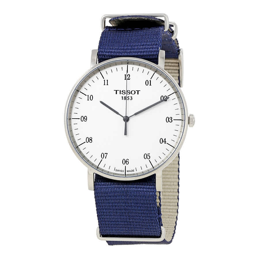Tissot T Classic Everytime Large White Dial Blue NATO Strap Watch For Men - T109.610.17.037.00