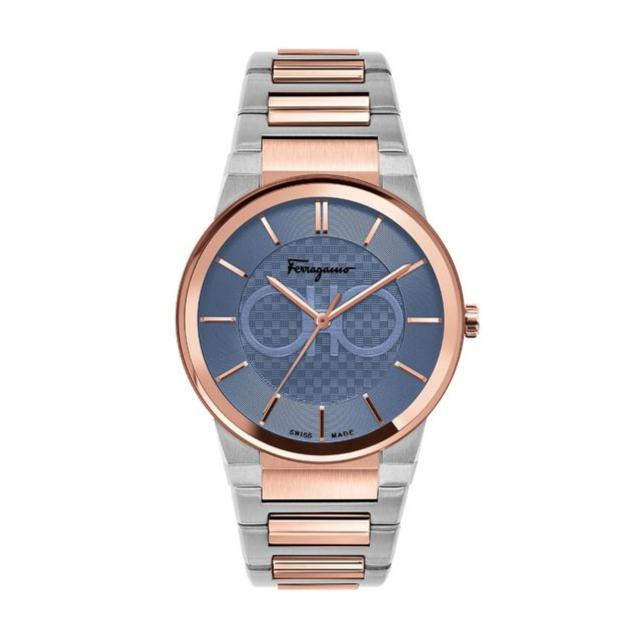 Salvatore Ferragamo Sapphire Blue Dial Two Tone Steel Strap Watch for Men - SFHP007-20