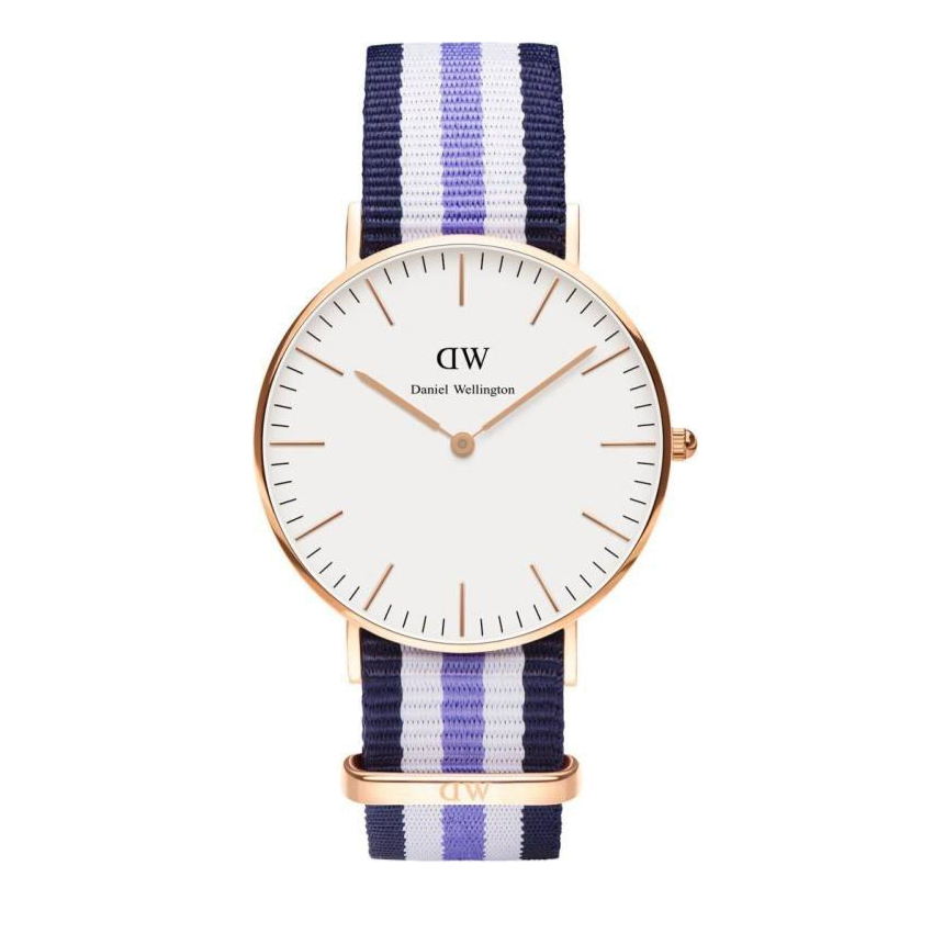 Daniel Wellington Classic Trinity White Dial Three Tone Nylon Strap Watch For Women - 0509DW